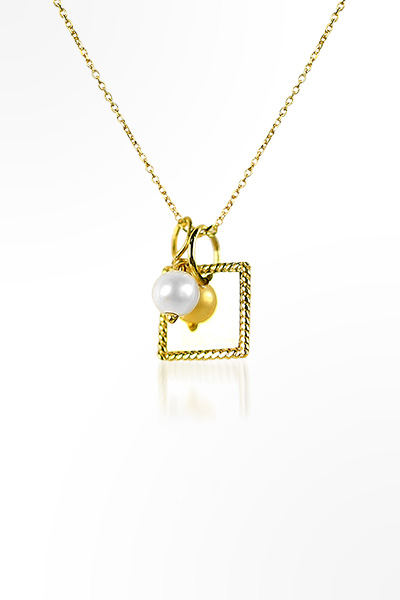 H&E《輕珠寶》造型天然珍珠項鍊(方形)