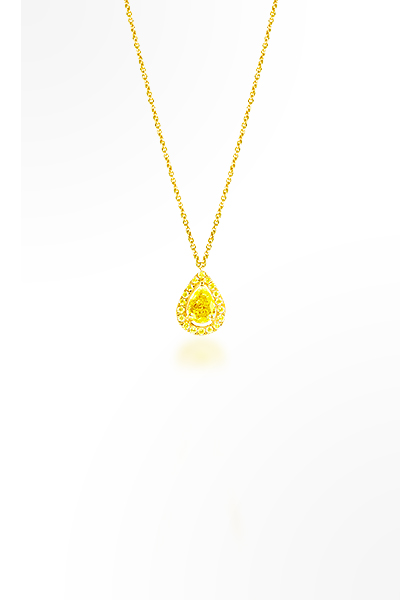 H&E《輕彩》水滴型黃彩鑽石項鍊