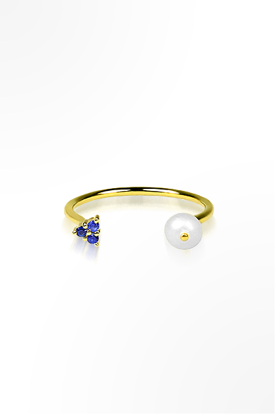 H&E《輕珠寶》藍寶石珍珠戒指