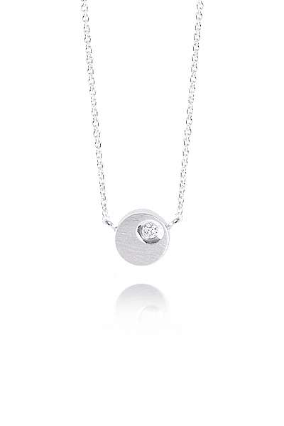 H&E《輕系列》Lite Round Necklace 單鑽霧面圓型墜鍊