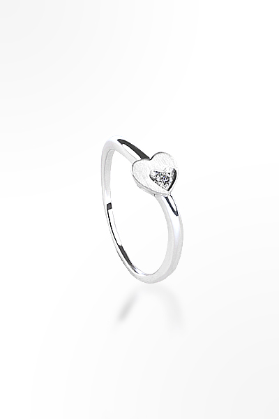 H&E《輕系列》Lite Heart Ring 三色單鑽霧面心型戒指