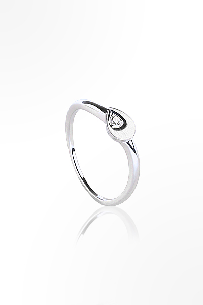 H&E《輕系列》Lite Pear Ring 三色單鑽霧面水滴型戒指